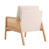 Beige Teddy Fleece Armchair Double Cushion Upholstered Accent Chair Wooden Frame