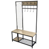 Modern Mirror Metal Coat Rack Stand with Shoe Storage Hallway Furniture 8 Hooks