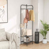 Freestanding Hall Tree Corner Coat Rack with Top Hanger & 2 Mesh Shelves