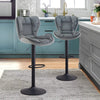 2x Bar Stools Faux Leather Gas Lift Adjustable Pub Chair Frosting Base Swivel
