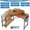 L-Shaped Home Computer Desk Table Writing With Fabric Pocket Hook Storage Shelf