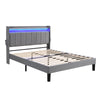 Upholstered Platform Bed 4ft6 Double Bed Frame with LED Storage Headboard Grey