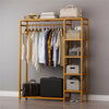 Strong Bamboo Clothes Rail Rack Garment Hanging Display Stand Open Storage Shelf