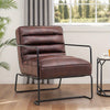 Upholstered Distressed Faux Leather Tan Armchair Chair Lounge Sofa Living Room