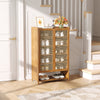 Double Rattan Doors Bamboo Shoe Cabinet Storage Cupboard Footwear Stand Rack