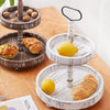 2-Tier Wooden Round Rectangle Tray Dessert Cupcake Display Rack Shelf Party Home