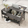 Lift Top Coffee Table Living Room Table w/ Storage Shelf-Grey