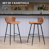 Bar Stools Set of 2, PU Leather Upholstered Kitchen Stools with Back, Footrest