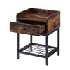 Bedside Table Drawer Storage Industrial Side End Table Nightstand Metal Shelf