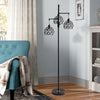 Vintage Retro 3 Head Standing Floor Lamp Black Floral Lampshape Home Light