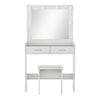 White Dressing Table Mirrored LED Light with Drawer& Stool MDF Bedroom Room