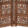 Keketa Hand carved Panel Screen with 4 Panels, Folding Room Divider, Wooden Y0P9