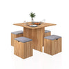 Mondeer 5PC Wooden Dining Table&4 chairs Stool Compact Space Saver Oak Kitchen