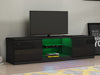 Modern TV Unit Stand Cabinet Black High Gloss Doors & Matt Body with LED Lights
