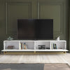 200cm Modular TV Unit | White Matt Fluted Doors | Gold Legs | Modern Cabinet