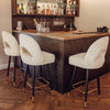 Set Of 2x Luxury Astra Cream Velvet Barstool Swivel Chair for Pub Club Café