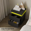 LED Bedside Table 2 Drawers Cabinet Charging Station Nightstand Storage Black