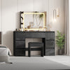Black Dressing Table High Gloss Vanity Makeup Desk 7 Drawers &Stool &LED Mirror