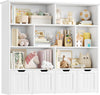Kids Toy Storage Cabinet with Shelves 4 Drawers Nursery Playroom Organizer White