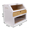 Two Tone 3 Compartment Bamboo Bread Bin Double Layer Storage Box With Drawer
