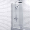 Bathroom Bath Shower Screen Square Modern Over Chrome 800mm Reversible 6mm Glass