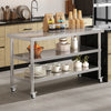 Stainless Steel Kitchen Work Bench Catering Table Worktable W/Undershelf, Wheels