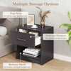 Bedroom Modern End Table Compact Nightstand w/Storage Shelf-Grey