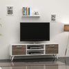 Horus TV Stand Cabinet 120cm Finished in White & Walnut With Floating Shelve