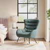 Nordic Wooden Rocking Chair Padded Accent Lounge Armchair Living Room Bedroom UK