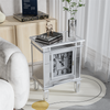 Stunning Mirrored End Table Bedside Desk Slim Storage Cabinet with Clock Display