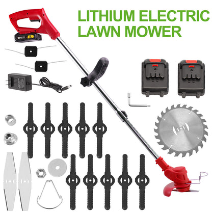 24V Cordless Strimmer Garden Grass Weed Electric Trimmer Edger Tool 2*Batteries