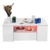 LED Coffee Table With Storage 2 Drawers Modern Living Room Furniture Wooden