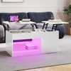 Modern White Coffee Table, Lift Top with RGB Lights & Storage, for Living Room