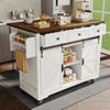 Kitchen Island Rolling Kitchen Trolley Cart With Worktop Storage Cabinet White