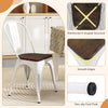 4 Pcs Stackable Kitchen Side Chairs with Wood Seat-White