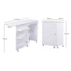 Folding Sewing Table 2 IN 1 Rolling Craft Table Desk Workstation-White