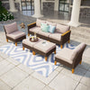 7 Pieces Rattan Sofa Set Wicker Sectional Cushion Patio Beige Cushion Garden