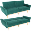 3 Seater Velvet Sectional Sofa Bed Striped Detail Click Clack Sleeper Sofa Bed