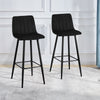 Set of 2 Velvet Bar Stools Chairs High Back Footrest Backrest Metal Legs Pub
