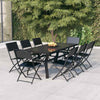 9 Piece Garden Dining Set Grey and Black