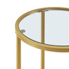 Round Side Table with Glass Top, Gold End Table with Metal Frame for Living Room