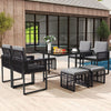 9 Pieces Patio Dining Set Outdoor Space-Saving Furniture Set-Gray