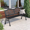 Cast Iron Outdoor Bench Garden 3 Seater Furniture Wood Park Seat Patio Armrest