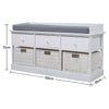 Shoe Bench 3 Drawers 3 Baskets Hallway Footware Organiser Cabinet Cushion Seat