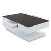 High Gloss Coffee Table Black Glass Top Rectangular Living Room 2 Drawers