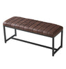 Dining Bench, Brown Leather Effect Fabric Seat Bench with Black Metal Legs 110cm