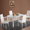 120cm Dining Table With 4/6 Chairs Set Glass Top Faux Leather Home Kitchen White