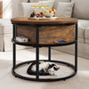 Modern Round Coffee Table with Lift Top & Hidden Storage, 60cm