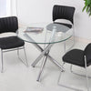 Clear Glass Round Dining Room Table With Cross Legs Modern Kitchen Coffee Table