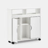 Bathroom Cabinet Floor Storage w/ 2 Sliding Doors Cupboard White 4 Wheels